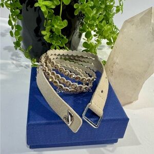 Swarovski Tan Power Slake Collection Double Wrap Crystal Bracelet NWOT 16”